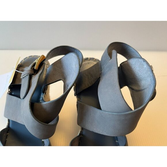 Joie Blue Leather Strappy Espadrille Wedge Heels, Size 6.5 US, 36.5 EU - Picture 5 of 11